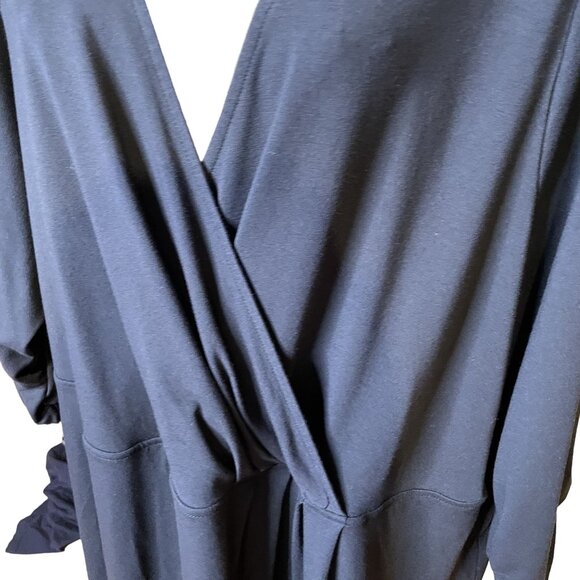 Lands End Long Black Dress Wrap Front Plus Size 3x u - Picture 3 of 8